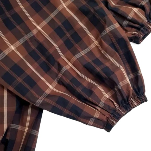 J.Crew Smocked puff-sleeve dress in Friday Plaid Size Medium Smocked Waist EUC - Picture 9 of 11